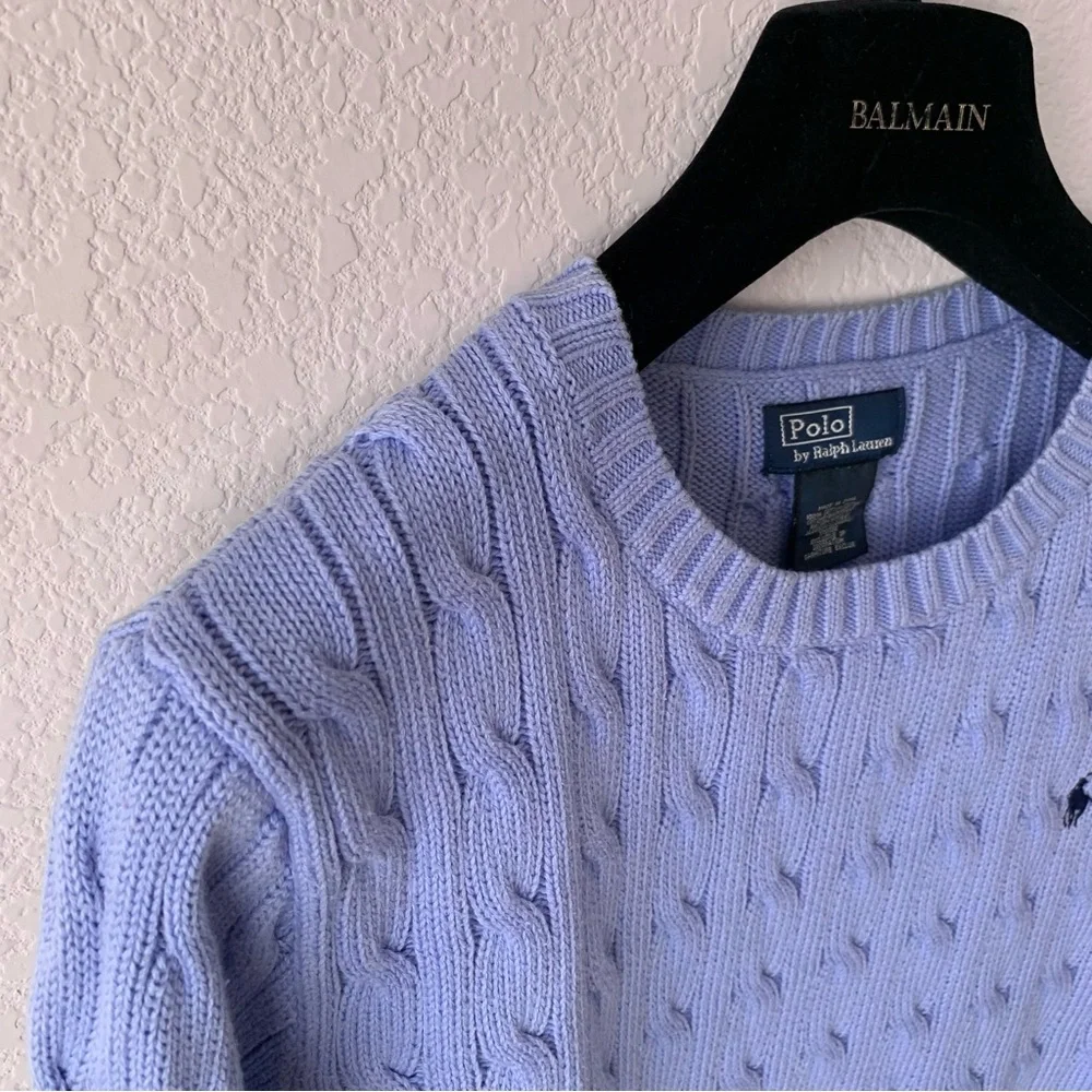 Ralph Lauren periwinkle cable knit cotton pullover sweater